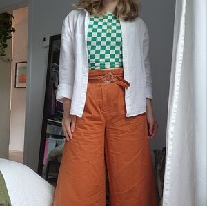 3/50$○SANS SOUCI WIDE LEG ORANGE PAPER BAG PANTS ○ size L